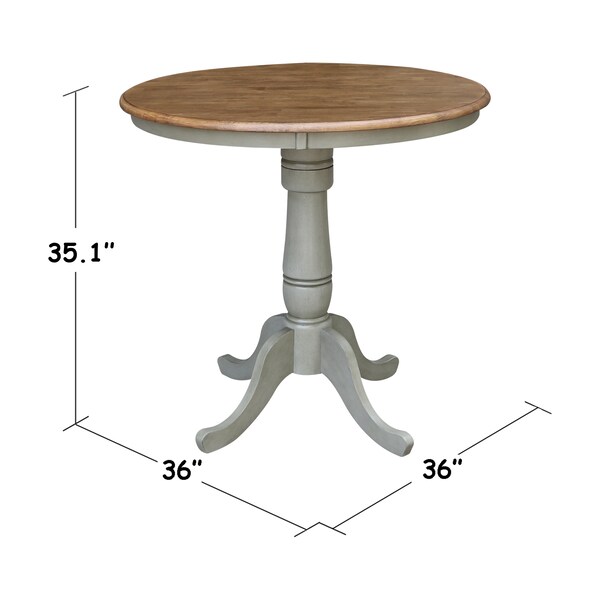 Round 36 In Rd Top Pedestal Table,Counter Height, Hickory/Stone, 36 In W X 36 In L X 35.1 In H